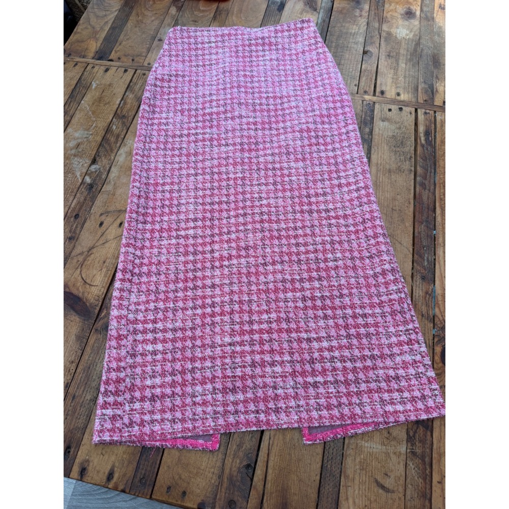 MNG Skirt Womens‎ M Pink Tweed Boucle Midi Preppy Barbiecore Old Money Socialite